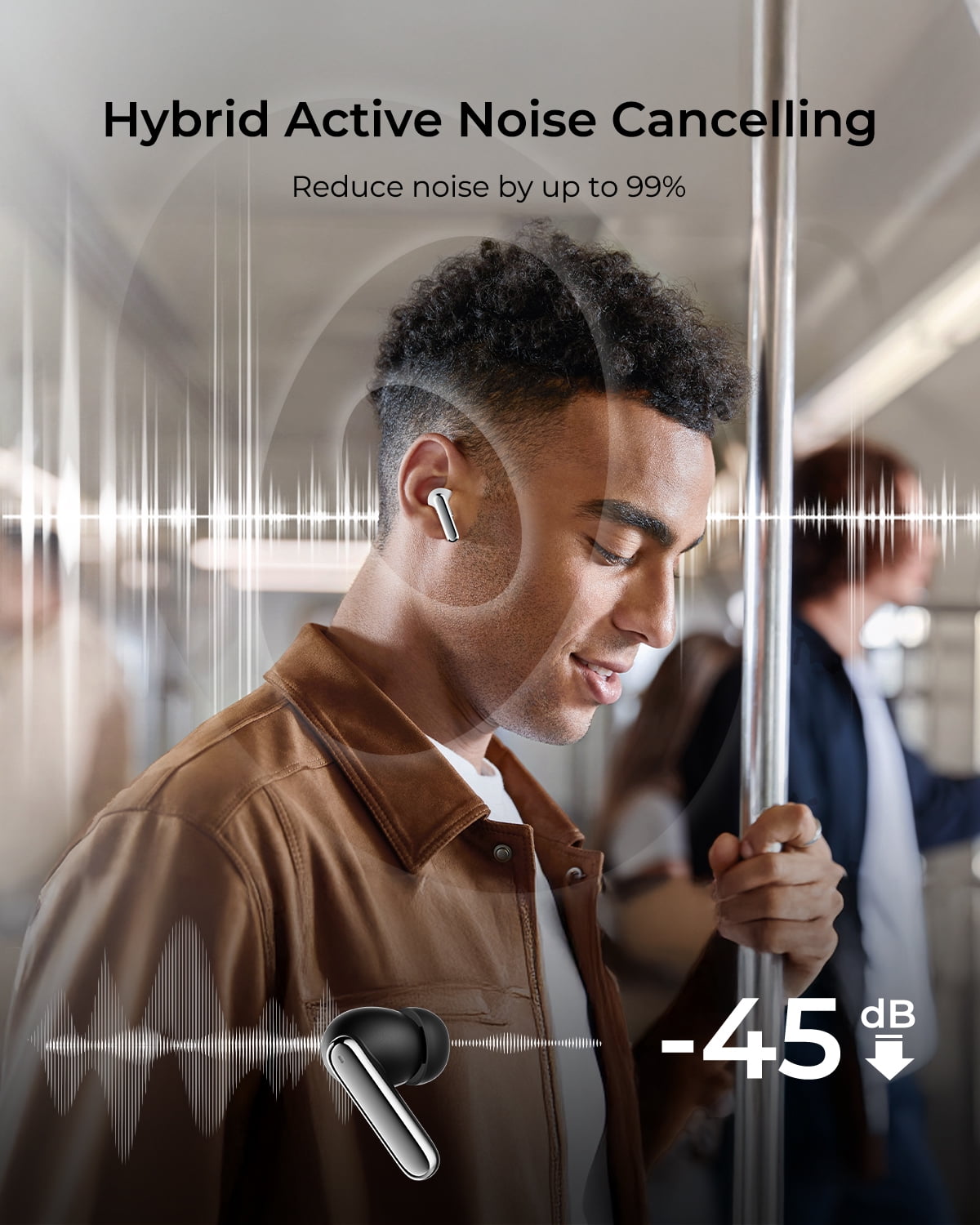 Wireless Earbuds, ANC 5.4 Bluetooth Headphones,in Ear with 6 Noise Cancelling Mic,Stereo Deep Bass,Game Wireless Earphones,White