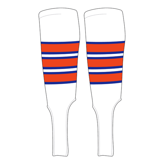MK Socks Traditional Baseball Stirrups Pattern C-7 White, Royal, Orange