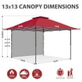 thumbnail image 4 of EAGLE PEAK 13x13 Pop up Outdoor Canopy Tent Instant Folding Shelter with One Privacy Curtain,Red, 4 of 9