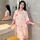 thumbnail image 1 of Camisón con estampado de mariposa para mujer, ropa de dormir cómoda, suelta, estilo lavado de tinta, vestido de noche de seda satinada Floral, 1 of 5