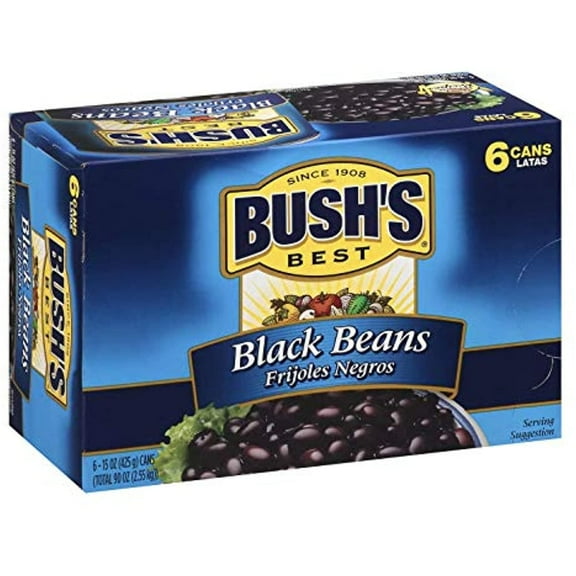 BUSH'S Best Black Beans 15 oz (Pack of 6)
