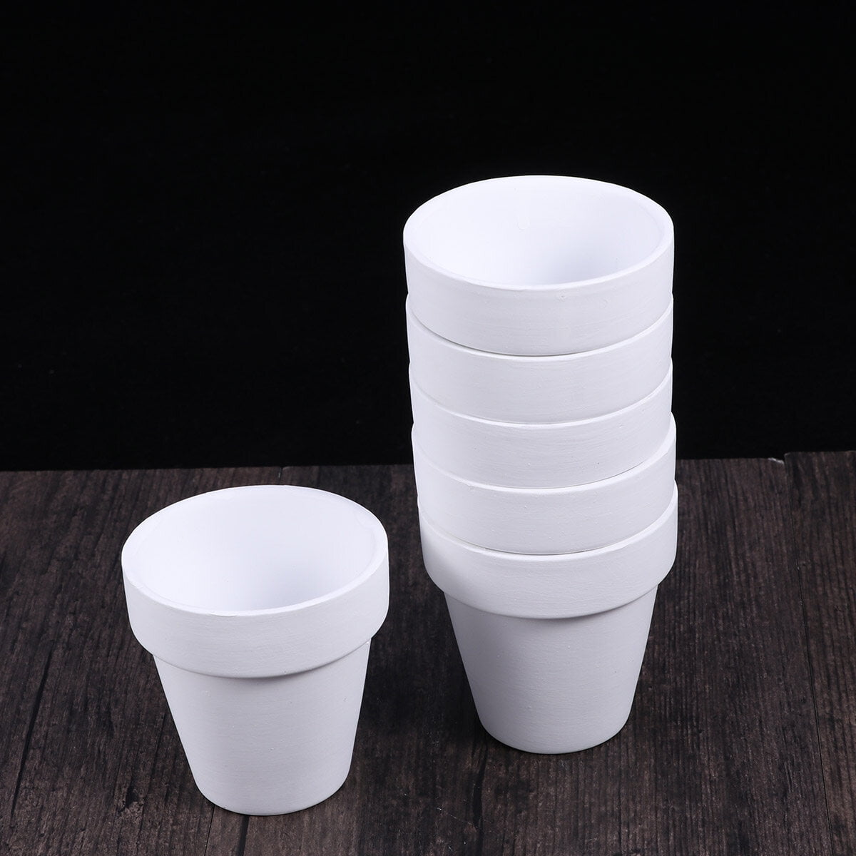 Phenofice Set of 5 White Craft Flower Pots for Gardening, Indoor and Outdoor Home Decoration