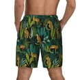 thumbnail image 3 of Kdxio Jungle Leopard Yellow Print Men's Swim Trunks with Compression Liner 7 Inch Inseam Quick Dry Swim Shorts, 3 of 7