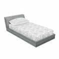 thumbnail image 3 of Grey Bedding Set with Sheet & Covers, Swirled Blossom Leaves Pattern Exquisite Nature in Digital New Oriental Work of Art, Printed Bedroom Decor 2 Shams, 4 Sizes, Cloud White, by Ambesonne, 3 of 3