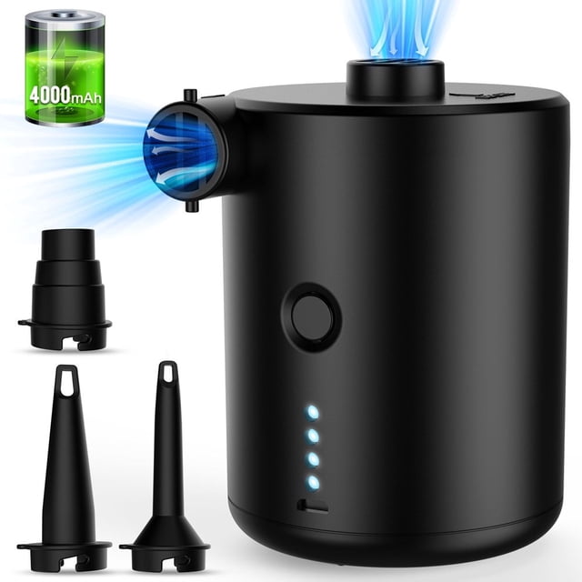 CHOK Electric Air Pump Air Mattress Portable Pump for Inflatables Couch Pool Floats Blow up Pool Raft Bed Boat Toy Quick-Fill AC Inflator Deflator with 3 Nozzles One Size Black