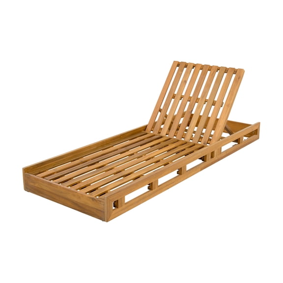 Adjustable Outdoor Acacia Wood Lounge Chair (Teak Finish, Uncushioned, Backyard/Pool/Garden)