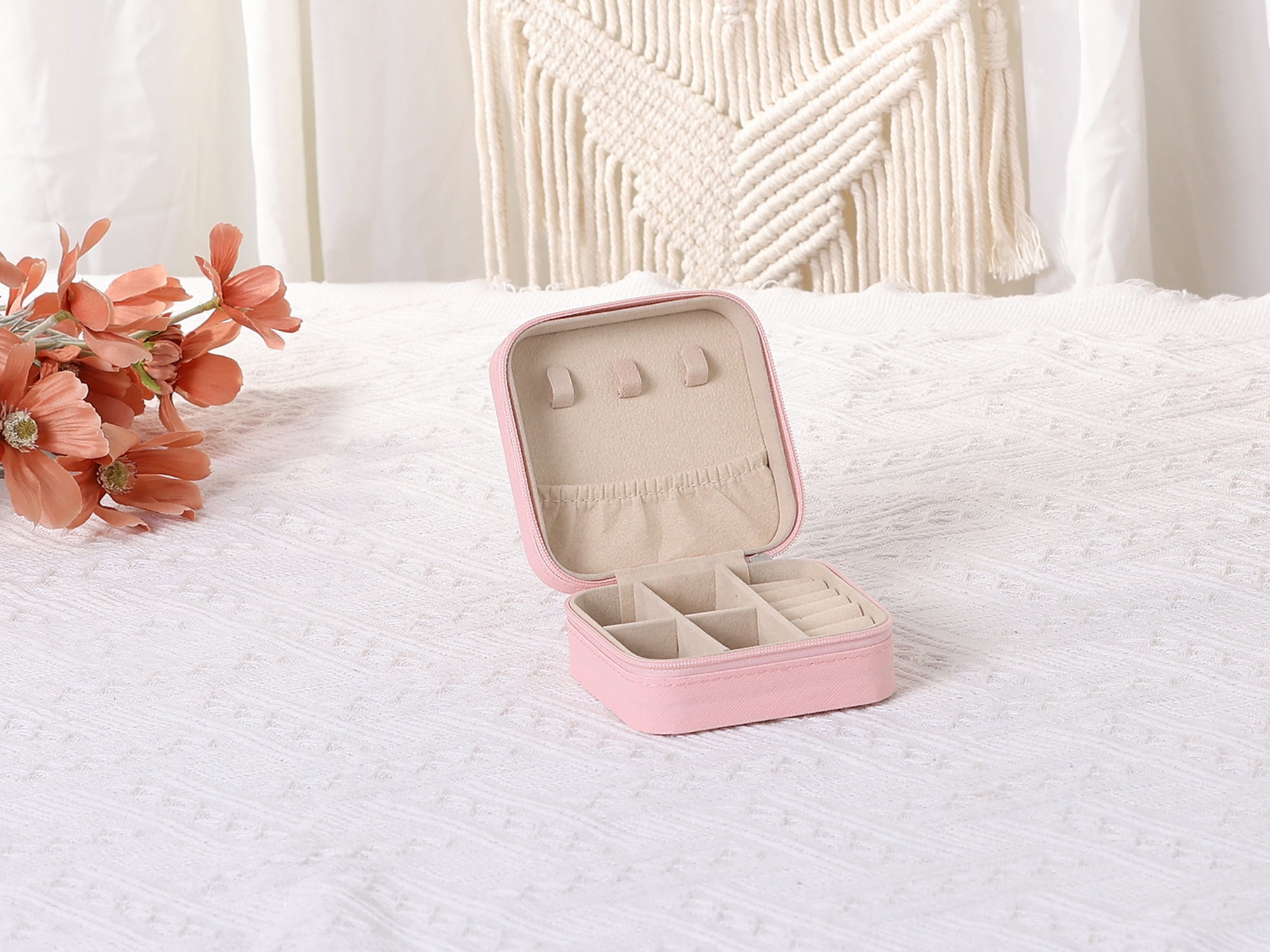 Travel Jewelry Box Mini Portable PU Leather Organizer for Women and Girls Gifts Pink
