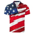 thumbnail image 4 of Mens Shirts Short Sleeved Lapel Business Independence Day Printed Athletic Casual Top Red M, 4 of 5