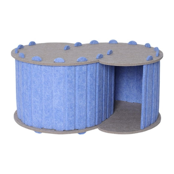 Almencla Cat Play Tunnel Bed All Season Easy to Clean Scratch Resistant Hideaway Nest Blue