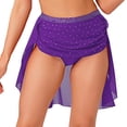 thumbnail image 3 of TiaoBug Women's Rhinestone Lyrical Ballet Dance Skirts Flowy Hem High Low Skirt Figure Skating Dancewear Bottoms Purple L, 3 of 5