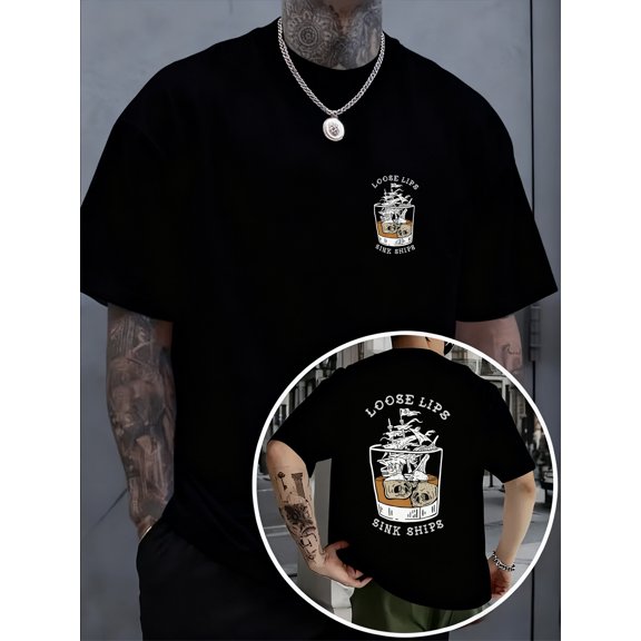 sink ships creative t shirt print short sleeve 100 cotton 210sided print front and back print neck casual mens fashion t shirt comfortable for