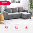 thumbnail image 6 of MUZZ Pull Out Sofa Bed,Pull Out Couch Bed with Reversiable Storage Chaise for Living Room(Light Grey), 6 of 9