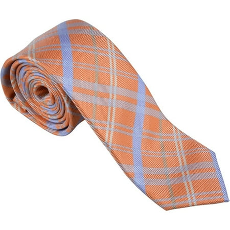Daxx Men's Plaid Print Silk Touch Microfiber Skinny Tie