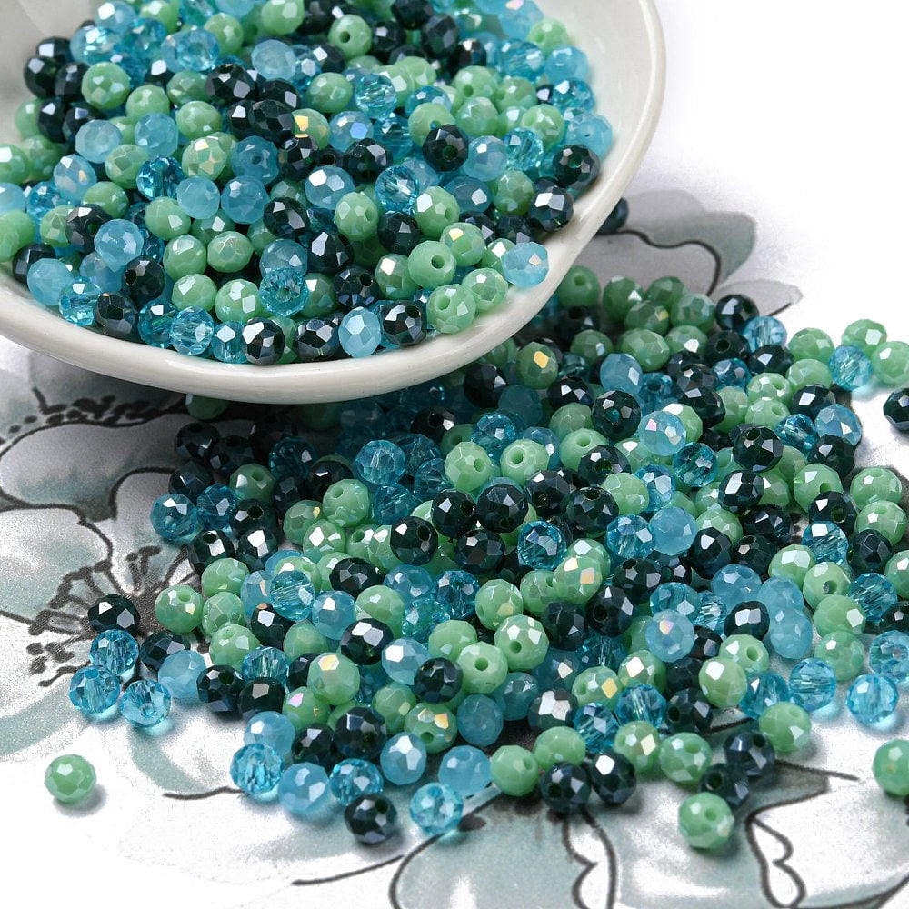 500g Glass Beads Faceted Rondelle Steel Blue 4x3mm Hole: 0.4mm about 6800pcs/500g