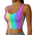 thumbnail image 2 of Xecao Rainbow Scales2 for Sports Bra with Removable Pads, Crop Tank Top Design, Women's Longline Sports Bra - Non-Wired - Medium, 2 of 9