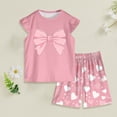 thumbnail image 2 of Toddler Baby Girls Summer Outfits Short Sleeve Cartoon Print T-Shirt Tops & Shorts Sets 2pcs Cute Baby Girls Cotton Summer Clothes For 1t 2t 3t 4t 5t 6t 7t Children,Oversized 6-7 Years, 2 of 5