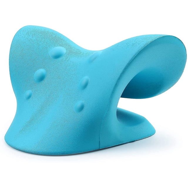 Relajante para cuello y hombros, dispositivo de tracción cervical, camilla para cuello con almohada (azul)