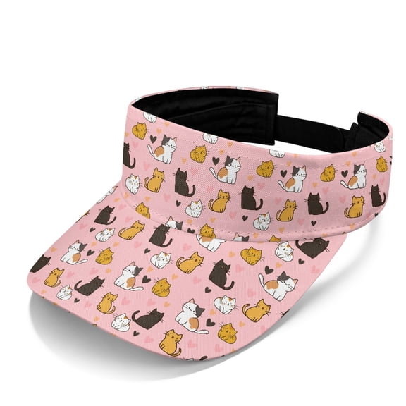HELLHERO Cats Adjustable Strap Sun Hat, Polyester Fabric Breathable Sun Visor Hat UV Protection Sun Visor Cap for Men