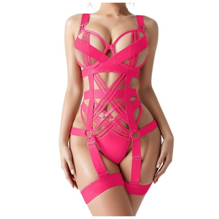 Midwennn Sexy Belt Garter Belt Motorcycle Strap Sexy Sexy Underwear Two Piece Shapewear Bodysuits Wet Look Lingerie for Women Open Crotch Thigh High Tights for Women Lingerie