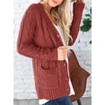 thumbnail image 3 of Jersey tipo cárdigan PRETTYGARDEN para mujer, tejido trenzado, color rojo, talla L, 3 of 9