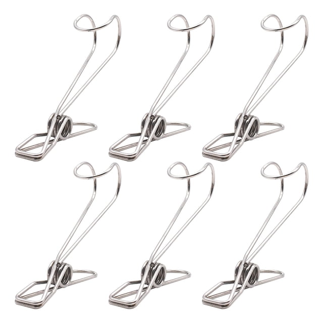 Agiferg Stainless Steel Metal Long Tail Clip With Hooks, Stainless Steel Clip Hook Multi-functional Clothes Windproof Clothes Hanger Household Storage Clothes Hanger