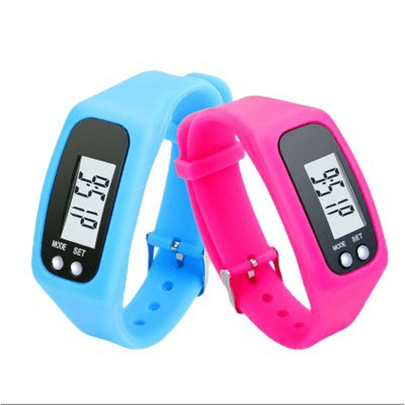 Silicone Fitness Tracker Watch 2 Pcs Walking Running Pedometer Calorie Burning and Step Counting Bracelet Steps Pedometer Watch for Walking Men Women Kids(x)