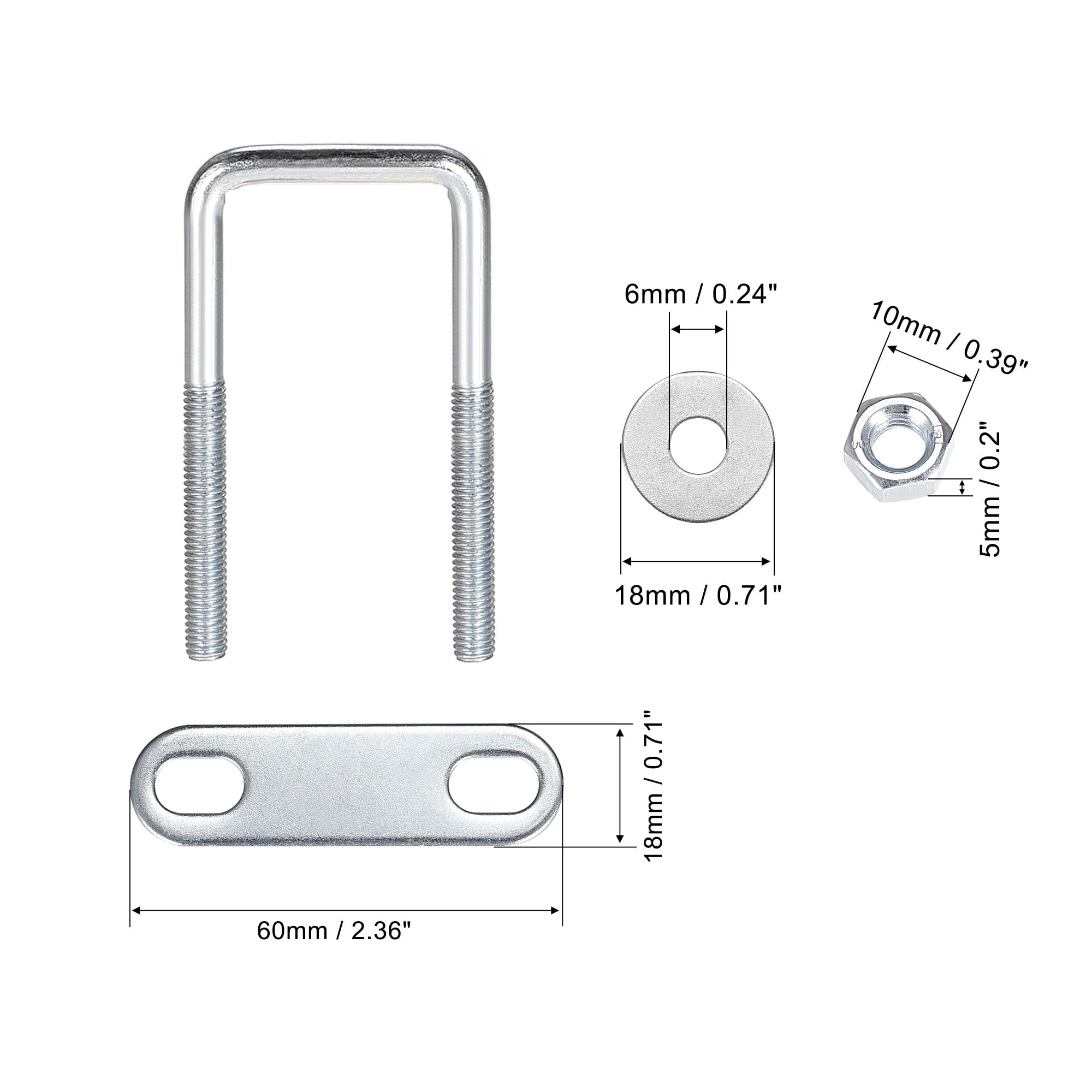Unique Bargains Durable U Bolt with Nuts Plate Washers 1-1/4"(30mm) Inner Width