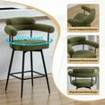 thumbnail image 4 of ONEVOG 26.7'' Swivel Counter Height Stools Set of 2, Modern Barrel Bar Stools with Backs & Arm Rest, Upholstered Sherpa Counter Chairs for Kitchen Island, Green, 4 of 9