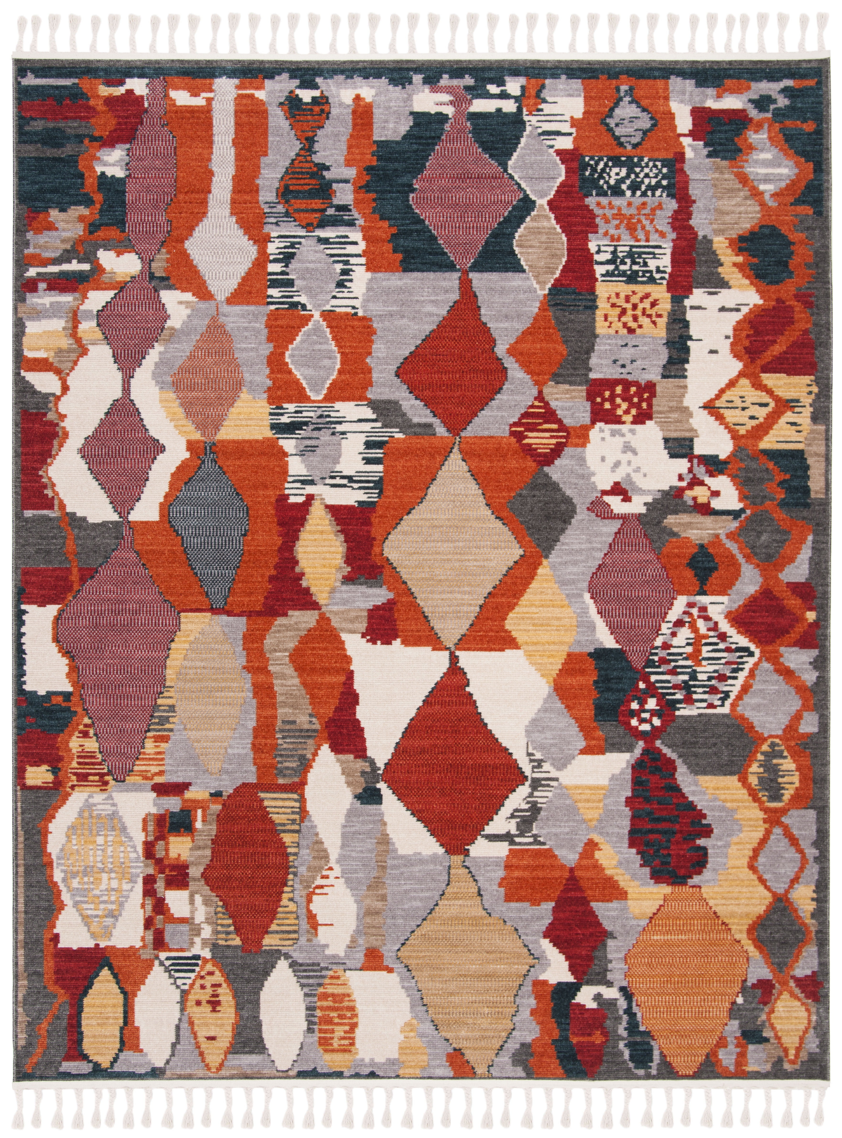 Safavieh Farmhouse Cadence Abstract Area Rug, Orange/Navy, 9' x 12'