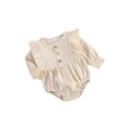 thumbnail image 2 of Felcia 0-18M Baby Girl Bodysuit Newborn Ruffles Long Sleeve Button Solid Jumpsuit Autumn Bodysuit, 2 of 6