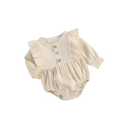 

Newborn Infant Baby Boy Girl Casual One Piece Soft Romper Solid Color Round Neck Long Sleeve Bodysuit Jumpsuit