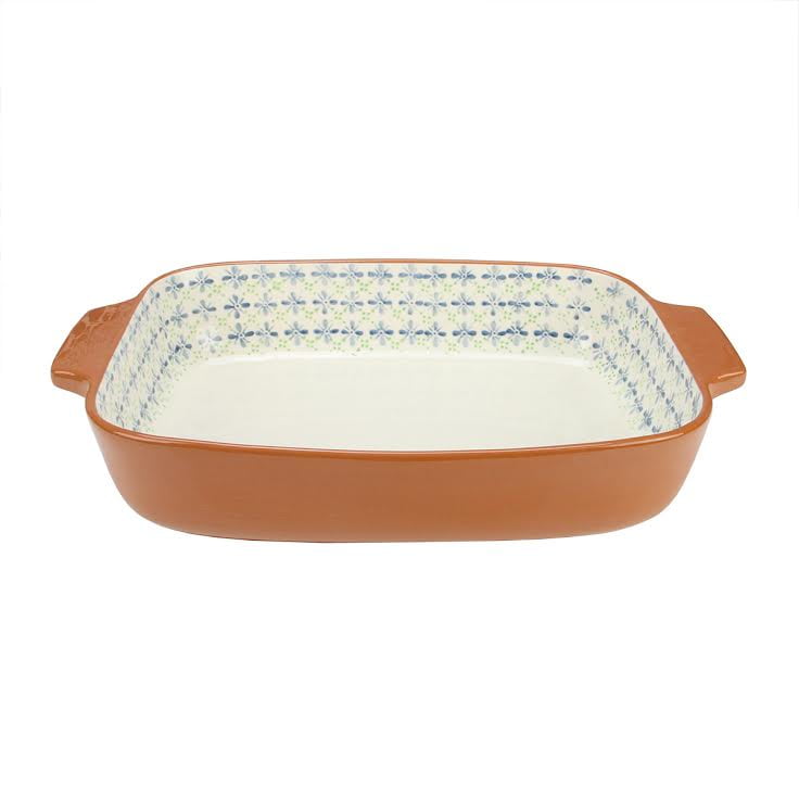 blue and white oven dish