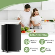 Mini Refrigerators 3.2 Cu. ft Single Door, 5 Star Energy Efficient, Low Noise, 5 Adjustable Thermostat & Removable Glass Shelves, Black