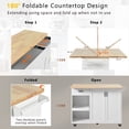 thumbnail image 5 of Kitchen Island with Folding Drop Leaf Breakfast Bar, Portable Rolling Kitchen Cart with Large Storage Cabinet, Shelf and Drawer, 47.2 Inch Work Station with Solid Wood Top, White, 5 of 9