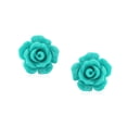 thumbnail image 2 of Bling Jewelry Womens Romantic 3D Carved Flower Blue Green Turquoise Rose Stud Earrings Lightweight 10MM, 2 of 6