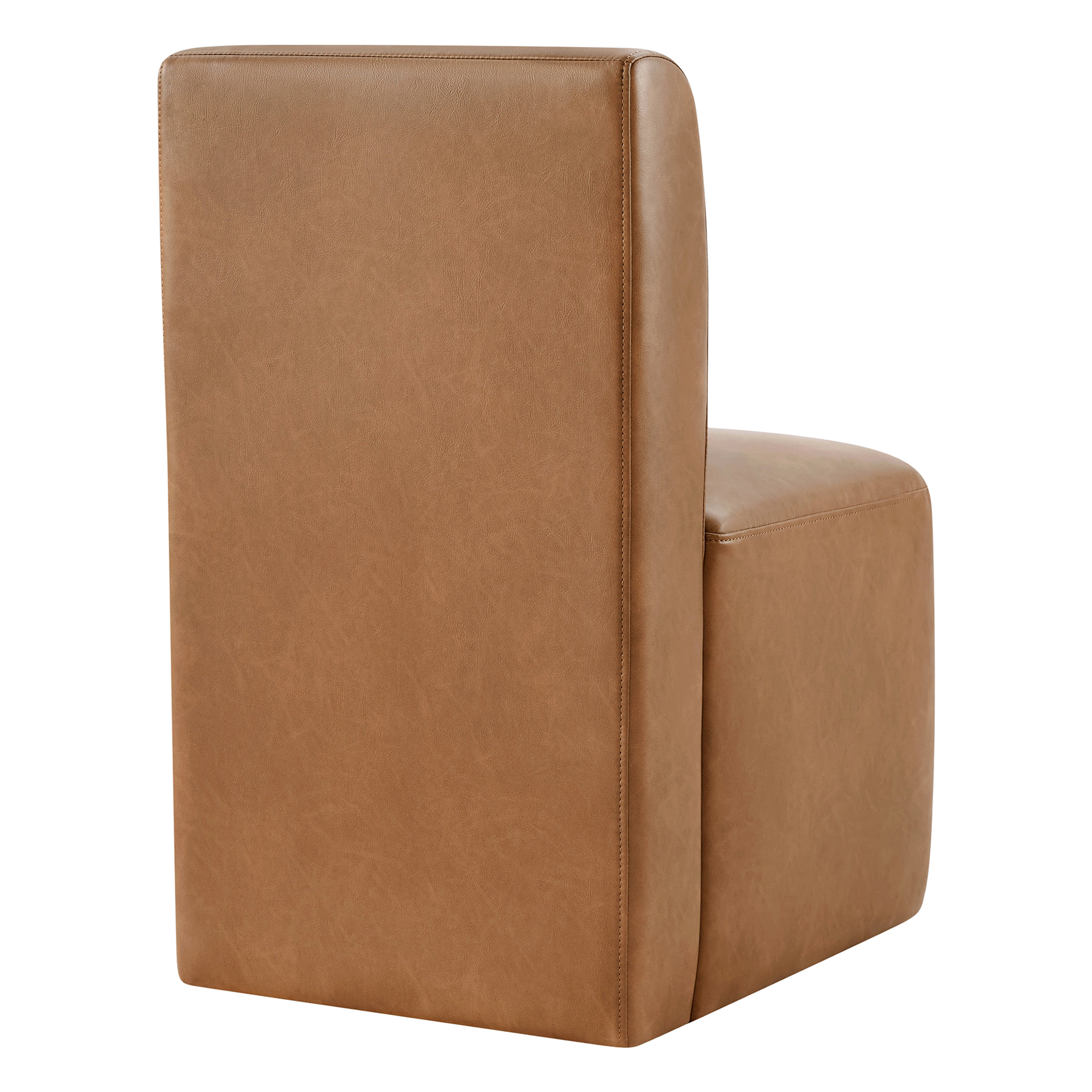 Spruce & Spring Upholstered Dining Chairs with Hidden Casters Set of 2, Cognac