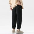 thumbnail image 5 of Ohufall Mens Sweatpants Casual Thin Solid Folk-custom Straight-leg Wide-leg Ankle-Length Pants, 5 of 6