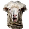 thumbnail image 4 of Men's 3D Sheep Printed Graphic Tee Funny Screaming Animal T-Shirts Short Sleeve O-Neck Casual Novelty Summer Tops Lightweight Breathable Shirt, 4 of 5