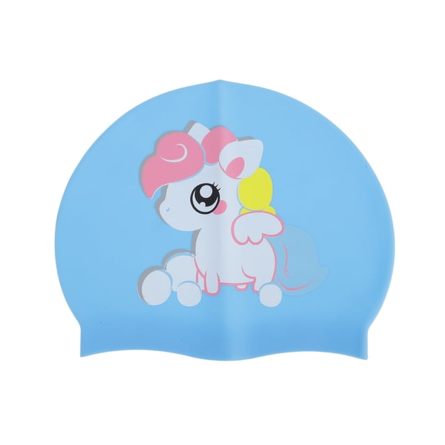 Gorro de Natación de Silicona de Caballo de Cuento Único 1 Pc Azul Cielo