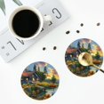 thumbnail image 5 of Disketp Cozy Cottage Lakeside Sunset Funny Coasters,6 Pcs Leather Coasters with Holder, Perfect Housewarming Hostess Gifts,Protect Furniture from Water Marks Scratch and Damage,Round Shape, 5 of 7