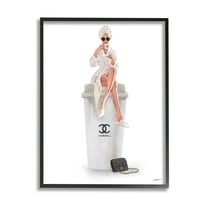 Stupell Industries Morning Brunch Glam Girl Sipping Coffee Graphic Art Black Framed Art Print Wall Art, Design by Ziwei Li