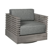Vivid Swivel Outdoor Patio Chair in Gray Eucalyptus Wood with Gray  Cushions