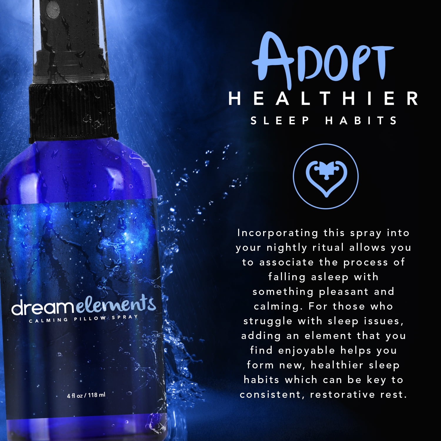 Dream Elements Calming Lavender, Orange, Ylang-Ylang, Chamomile and Vetiver Essential Oil Blend Spray, 4oz
