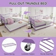 thumbnail image 5 of Metal Daybed with Trundle Bed, Twin Size Day Bed, Premium Metal Frame & Steel Slat Support, Roll-Out Trundle, Sofa Day Bed for Living Room & Bedroom, Purple, 5 of 7
