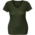 thumbnail image 2 of Essential Basic Women's Short Sleeve T Shirt V Neck Tee (Olive, Small), 2 of 2