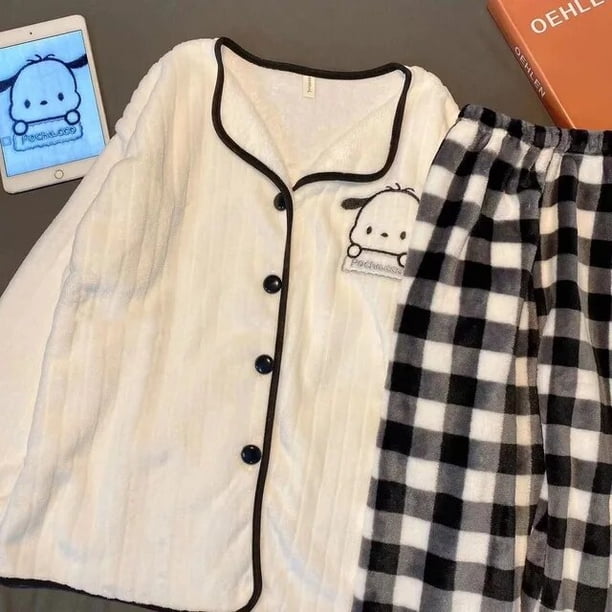 Pijama Kawaii de Hello Kitty para mujer, ropa de dormir de franela cálida de invierno, terciopelo Coral grueso, Cosplay de Sanrio, traje de Casa de dibujos animados, abrigo