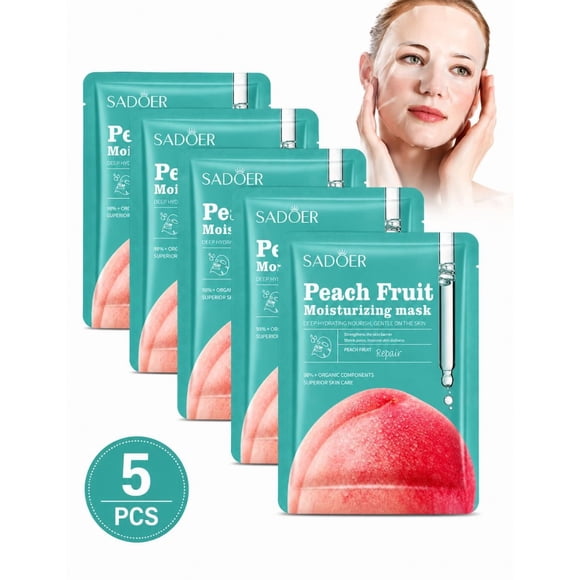 Kit 5 Mascarillas Faciales Hidratantes Y Reparadoras De Melocotón