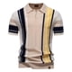 thumbnail image 1 of Ceisia Vertical Stripe Knit Top Men's Slim Fit Short Sleeve Casual Button-Down Shirt Beige M Gifts, 1 of 7