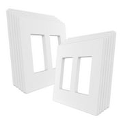 TaniaWiring 10 Pack Screwless Decorator Wall Plates, Child Safe Outlet Covers, Size 2-Gang 4.69" x 4.73", Unbreakable Polycarbonate Thermoplastic, UL Listed - White
