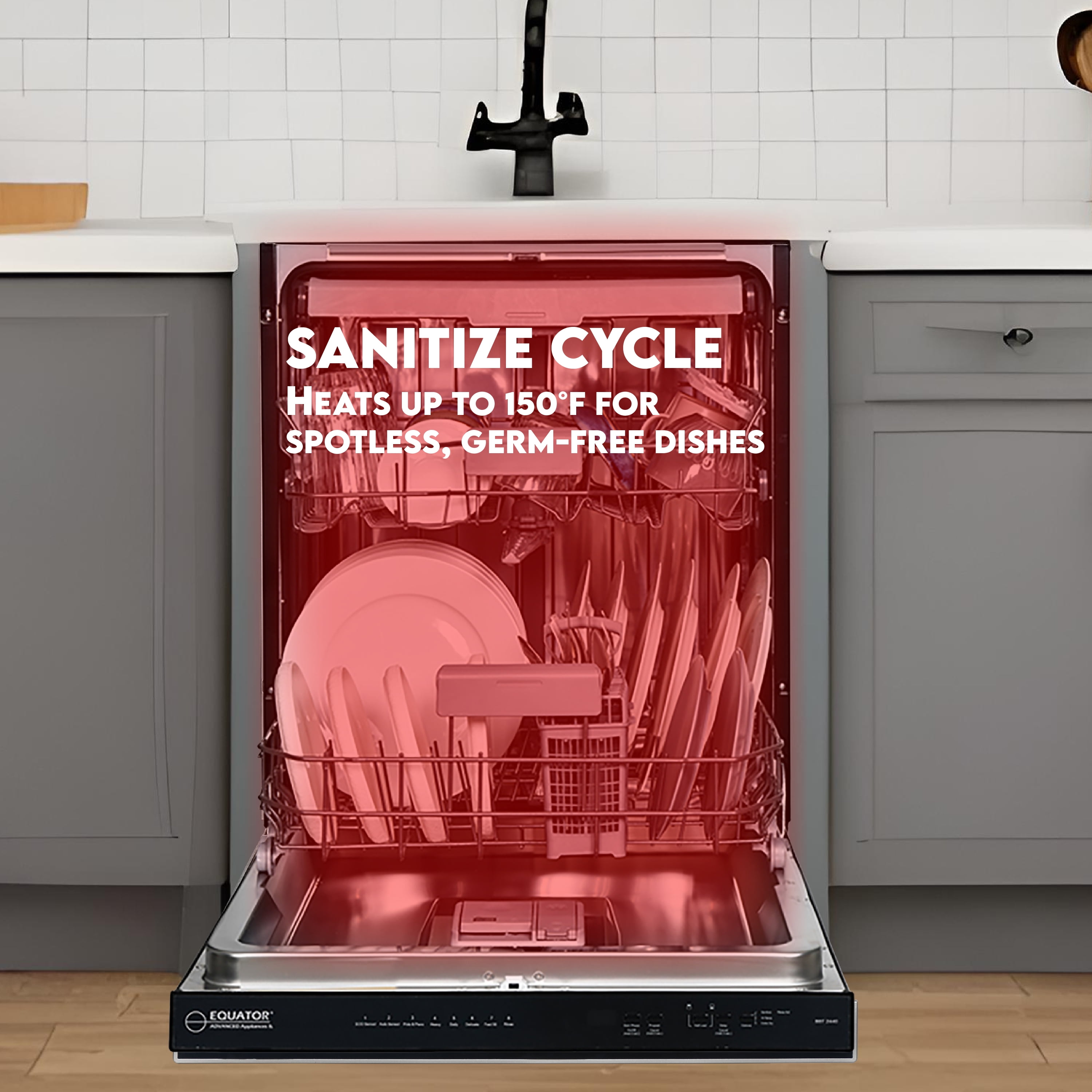 Equator 24" Built-In Dishwasher with 8 wash settings, Quiet operation and Touch Button Control Panel Made in Europe